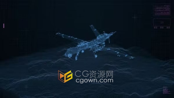 军事军用无人机HUD动画平显扫描AI技术4K分辨率视频素材