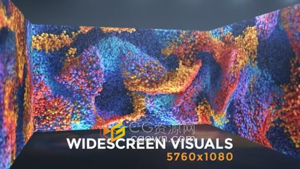 七彩色波浪粒子动画超宽屏LED屏幕墙投影舞台VJ视频素材