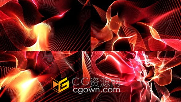 4组抽象波浪网格粒子背景循环动画视频素材VJ包