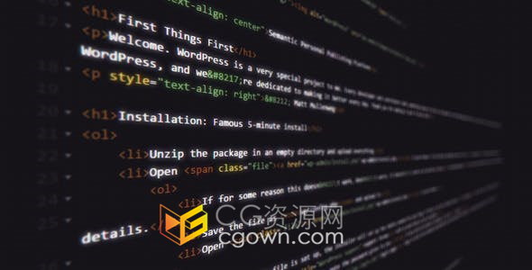 Web开发人员编程工作滚动计算机代码背景高清1080p分辨率视频素材
