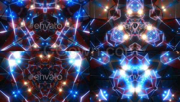VJ视频素材下载太空万花筒三角形分形科技感LED屏幕背景素材