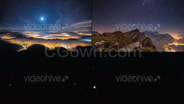 闪烁星星闪耀星夜衍射带Alpha透明通道视频素材下载