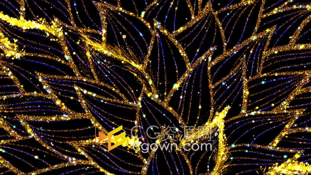 金色花瓣波浪图案闪闪发光粒子动画华丽高贵动态背景视频素材