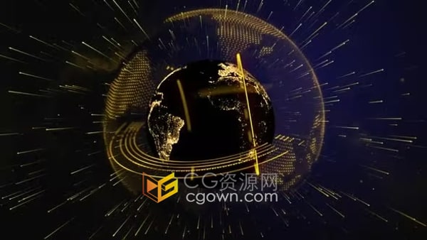 晚间新闻循环背景金色粒子地球动态图形视频素材
