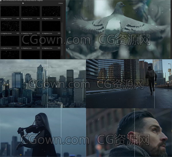 120种下雪飘雪花粒子动画特效合成4K分辨率视频素材资源下载