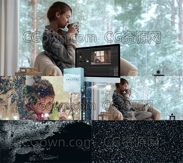 79组制作冬天下雪飘雪花结冰特效合成4K分辨率视频素材资源下载