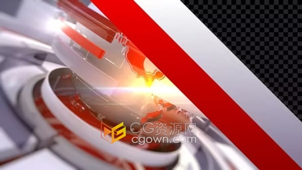 新闻广播地球图形动画转场视频素材带透明通道