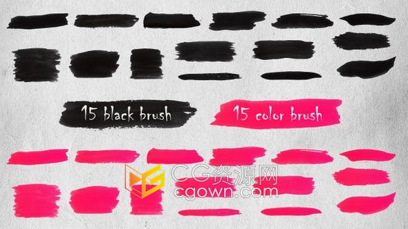 多种动画水墨画笔手绘元素笔刷效果视频素材带Alpha透明通道