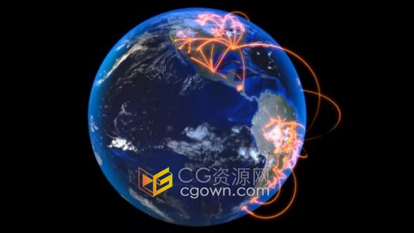 3D全球网络连接通信线条地球动画视频素材带通道