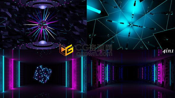 VJ素材背景下载俱乐部舞蹈DJ夜总会霓虹灯派对LED屏幕视觉效果视频