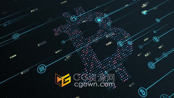 4K视频素材比特币加密货币数据库技术网络空间背景视频下载