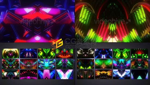 12组VJ素材背景视频下载荧光万花筒灯光霓虹灯投影视觉效果资源