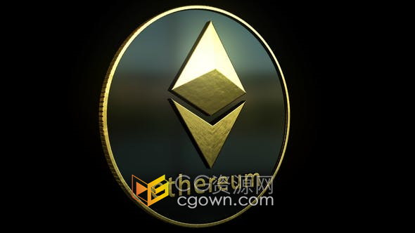4K Ethereum以太坊加密货币以太币图标旋转动画带Alpha通道视频素材