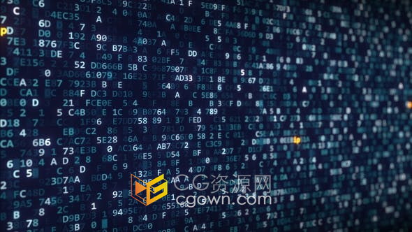 十六进制代码符号计算机屏幕波纹标题动画背景4K视频素材