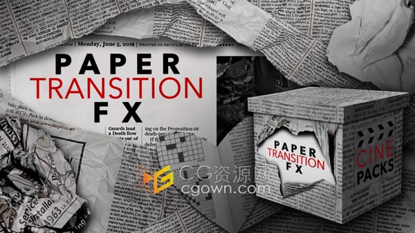 Paper Transition FX 纸质过渡效果视频转场还有音效素材