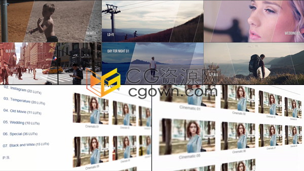 124组LUTs调色预设CUBE/3DL/CSP/ICC四种格式在AE/PR/PS/FCPX/达芬奇软件使用