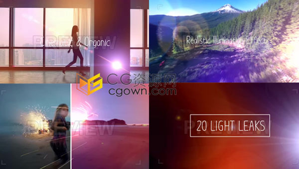 20个彩色漏光过渡效果时尚视频电影广告媒体开场光效素材免费下载
