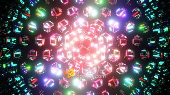 VJ素材-6款梦幻般霓虹灯万花筒图案舞台屏幕背景视频素材