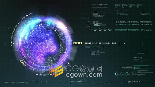 未来派全息地球平视显示智能技术概念界面4K视频素材