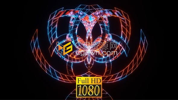 VJ素材-明亮奇幻霓虹灯线条图案万花筒动画效果背景视频素材