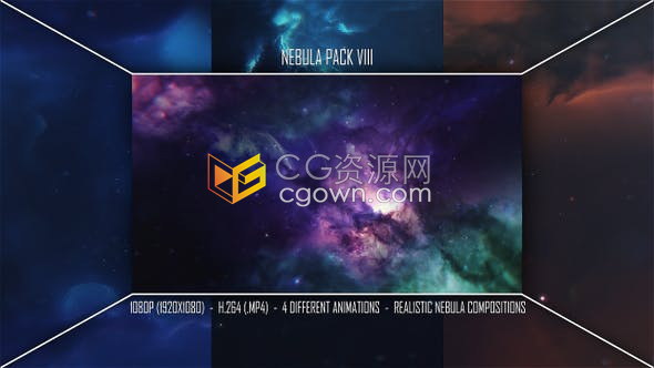 4组3D抽象星云太空银河天空动态效果背景视频素材下载