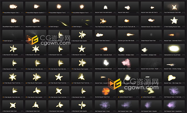 69组枪口火焰闪光子弹扫射视频素材下载含Alpha透明通道