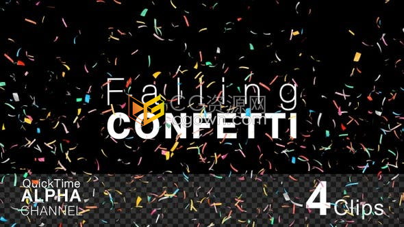 4组五颜六色飘落彩色纸屑庆祝活动狂欢节合成视频素材