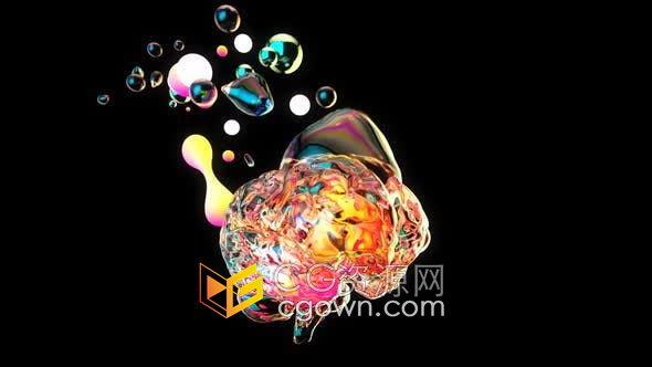 视频素材-绘画艺术创意抽象3D大脑泡沫头脑想象力创造力形象动画