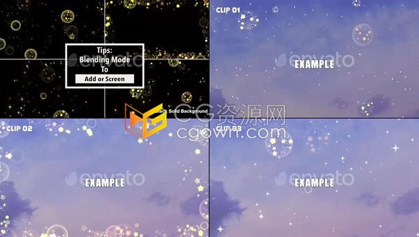 视频素材-环形闪烁卡通游戏明星烟花和梦幻闪耀星星泡泡装饰节日问候晚会包装