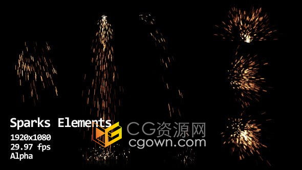 视频素材-6种火花飞溅特效动画合成素材Sparks Elements