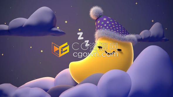 儿童电视节目睡前故事背景素材沉睡的微笑月亮打鼾超级卡哇伊