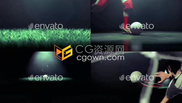 运动员踢足球特写动画飞进足球门网得分效果带Alpha合成视频素材下载