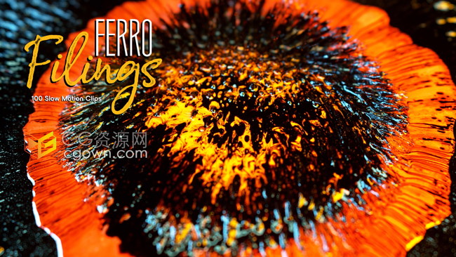 100组抽象背景铁流体力学微观特写铁树磁铁动画4K视频素材