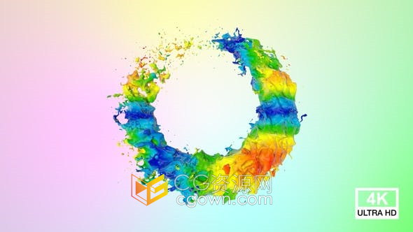 视频素材-多色涂料液体圆圈流动飞溅4K带Alpha透明通道