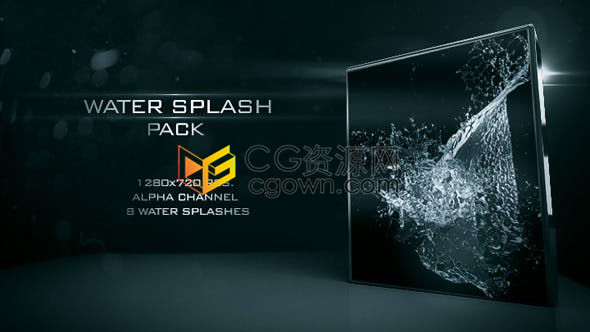 水流飞溅慢动作泼洒流动含Alpha通明通道视频素材下载