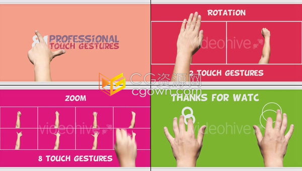 81种专业键控触摸手势点击移动旋转打字解锁擦试缩放等动作3K视频素材免费下载