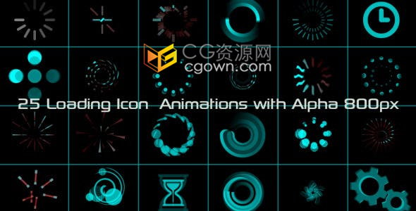 25种扫描读取加载图标动画HUD图形动画视频素材带Alpha透明通道下载