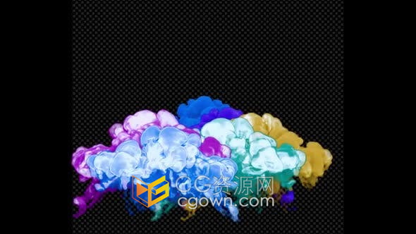 五彩缤纷爆炸烟雾特效带Alpha透明通道视频素材下载