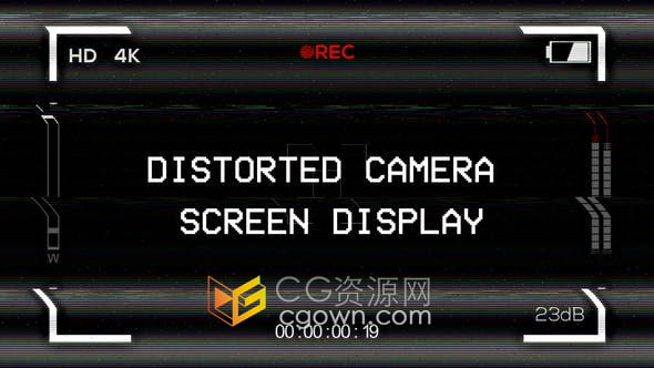 视频素材-5组效果RES录制视频时模拟损坏相机取景器显示屏幕效果