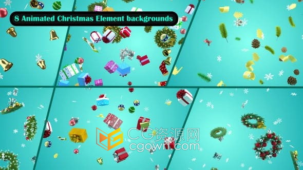 视频素材-8给无缝循环动画圣诞节装饰元素掉落动画动态背景视频素材