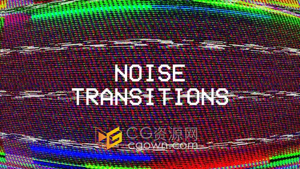 视频素材-VHS Noise Transitions坏电视屏幕噪点故障画面视频转场效果