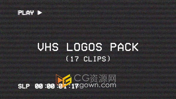 VHS Logos Pack 17组录制视频监控出现故障动画效果视频素材