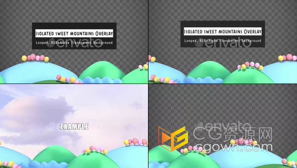 彩色树木背景三维卡通山景儿童节目娱乐活动孤山叠嶂视频素材