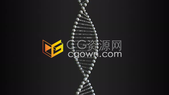 视频素材-3D数字信息旋转DNA分子模型生物医学遗传学研究素材