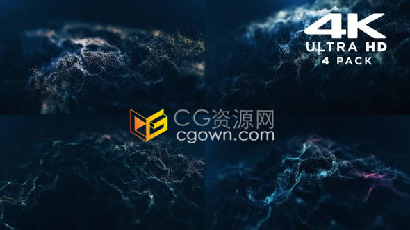 视频素材-4K抽象蓝色粒子背景优雅循环粒子舞台视觉效果