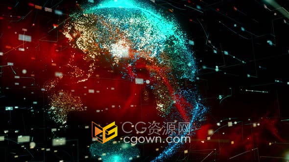 红色粒子星球技术大数据虚拟现实数字互联网计算机服务器背景视频素材