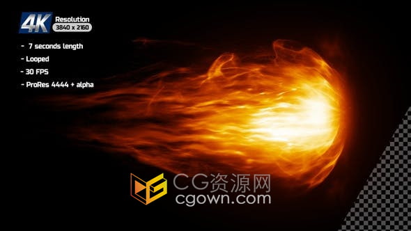 4K分辨率火球燃烧火焰特效合成视频素材免费下载