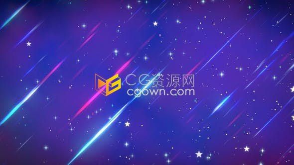 视频素材免费下载循环卡通拍摄流星和发光的对角线速度线闪烁效果动画