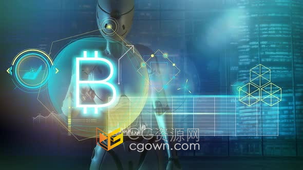视频素材-机器人进行加密货币交易界面金融科技互联网智能视频