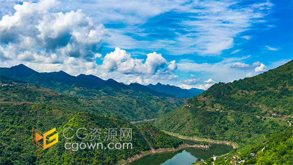 航拍蓝天白云祖国大好河山风光云层延时摄影实拍